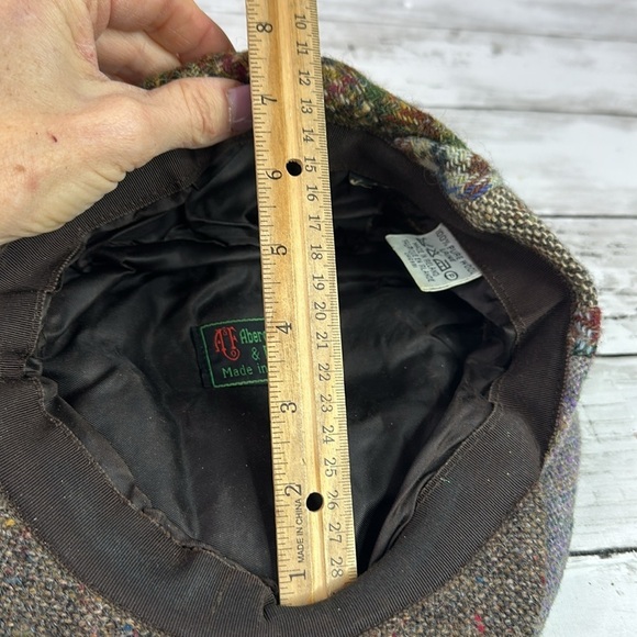 ABERCROMBIE & FITCH patchwork tweed newsboy cap made in Ireland tweed wool - Picture 5 of 6